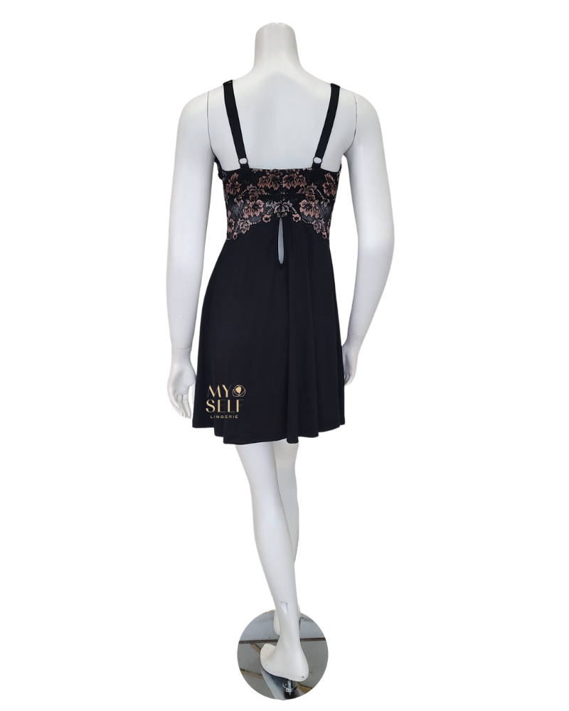 Cosabella SAVON9502 Black/Mandorla Curvy Chemise & G-String Set myselflingerie.com