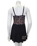 Cosabella SAVON9501 Black/Mandorla Chemise & G-String myselflingerie.com