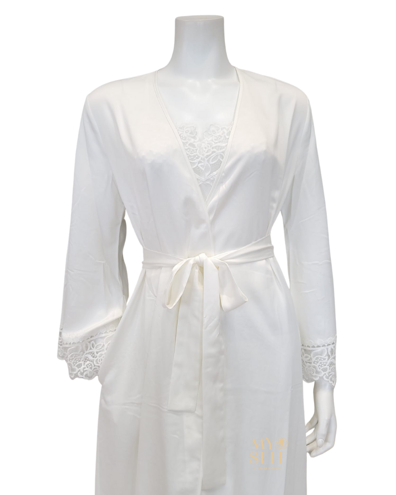 Rya Collection 573 + 574 Ivory Rosey Chiffon Gown & Robe Set myselflingerie.com