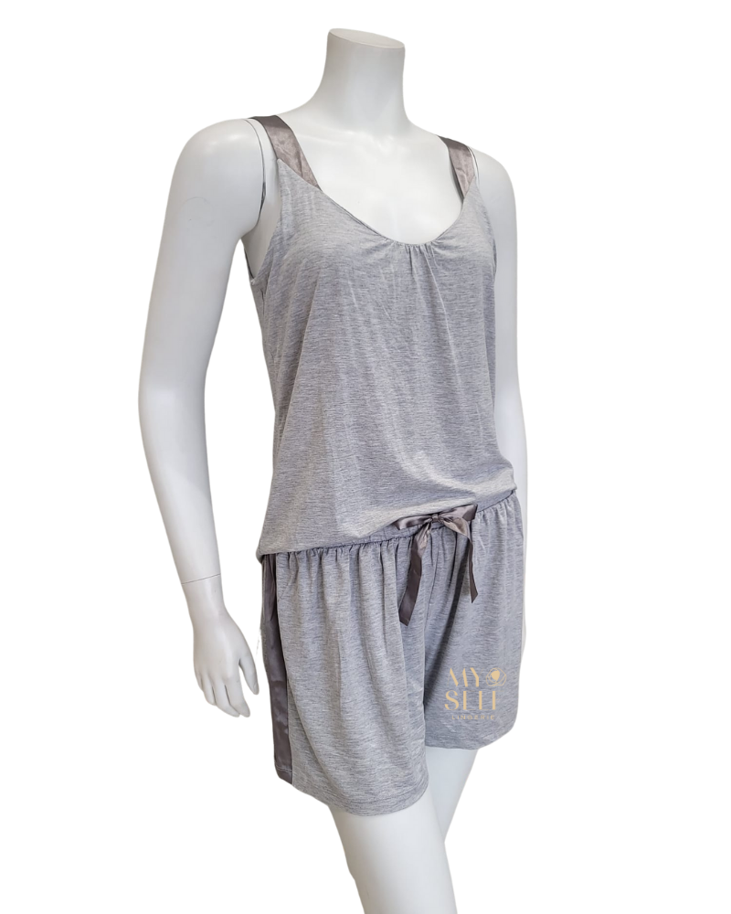 Fleur't 6134 Heather Grey Lounge Modal Cami Pajamas Set myselflingerie.com