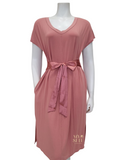 Fleurt 636 Rosette Belted Modal Lounge Nightshirt myselflingerie.com