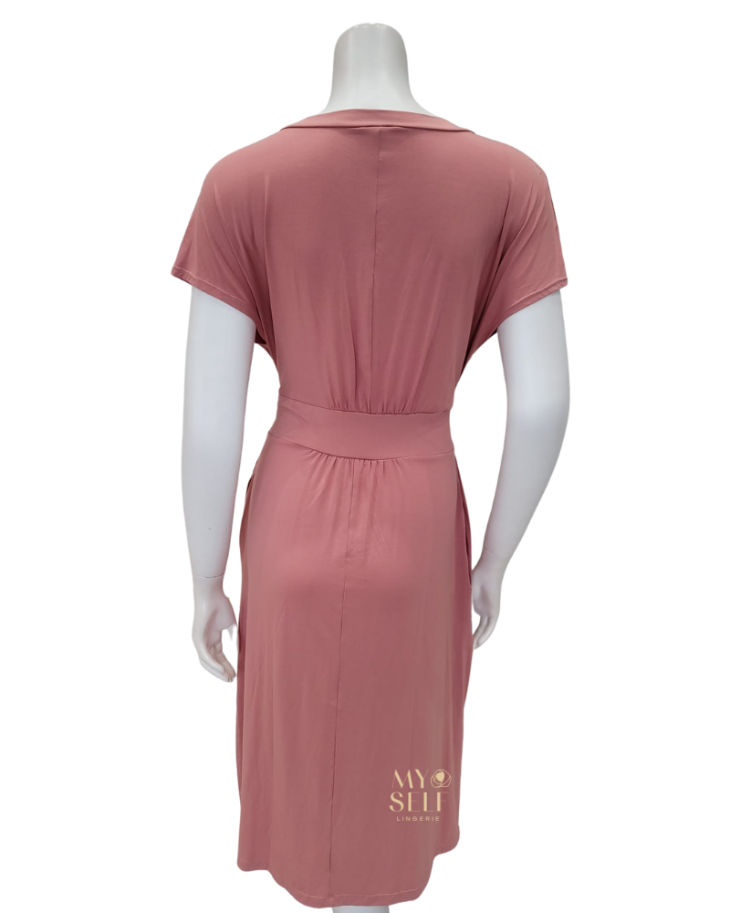 Fleurt 636 Rosette Belted Modal Lounge Nightshirt myselflingerie.com
