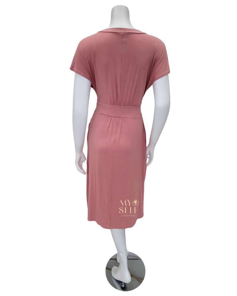 Fleurt 636 Rosette Belted Modal Lounge Nightshirt myselflingerie.com