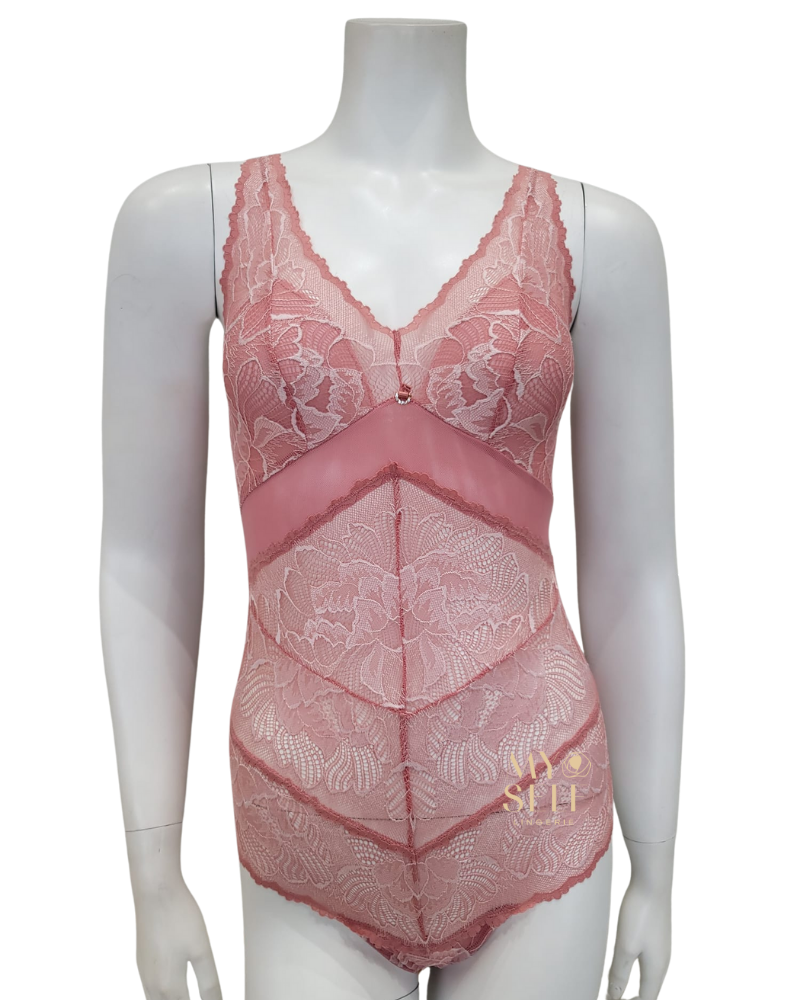 Montelle 9479 Rose Clay/Blush Blushing Tanga Bodysuit myselflingerie.com