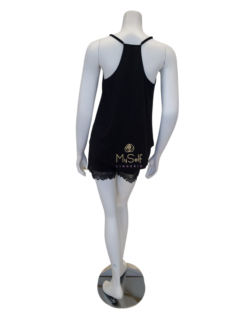 Flora Nikrooz Q81070 Floretta II Black Knit Lace PJ's Cami Set myselflingerie.com