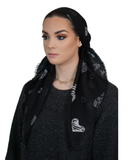 Tie Ur Knot Black/White Stencil Hearts Pre-Tied Bandanna with Light Non Slip Grip