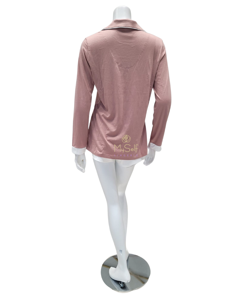Cosabella AMOBD9645 Mandorla/Ivory Bella Long Sleeve PJ's Boxer Set MYSELFLINGERIE.COM