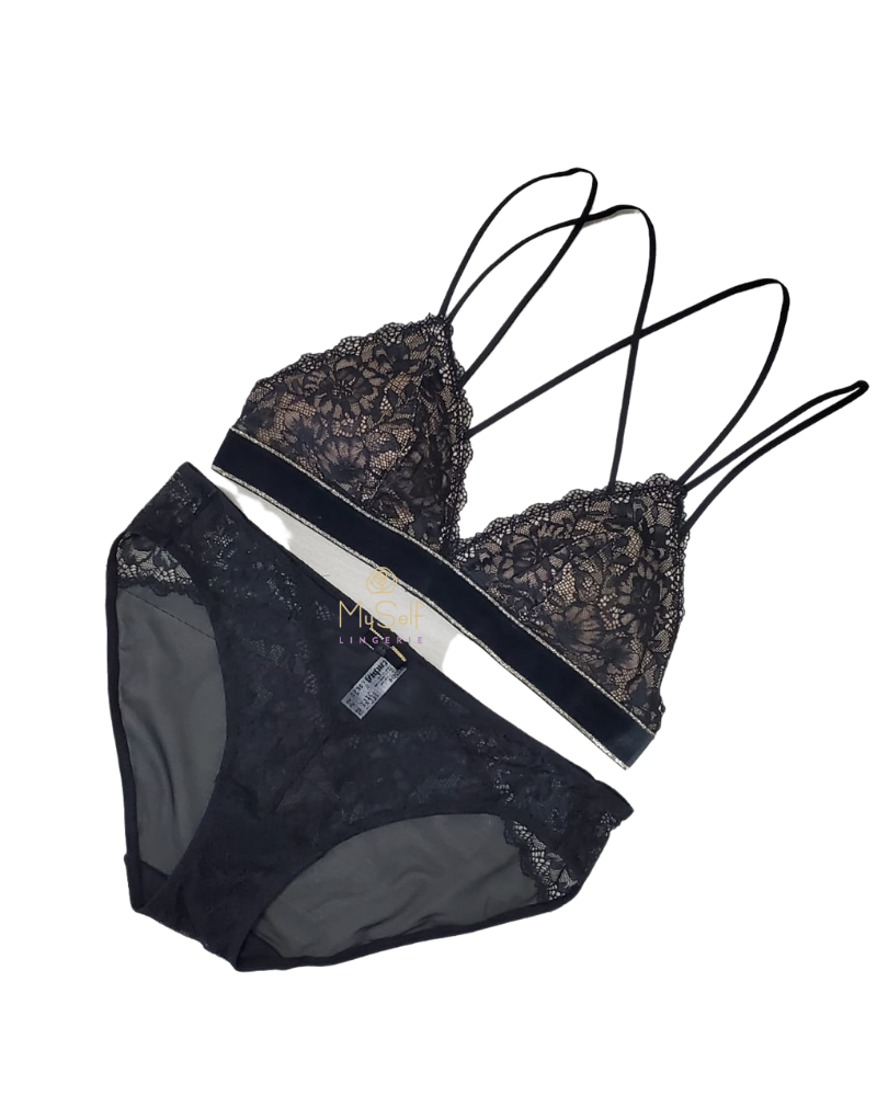 935204 Night Lace Encounter Velvet Trim Bralette myselflingerie.com