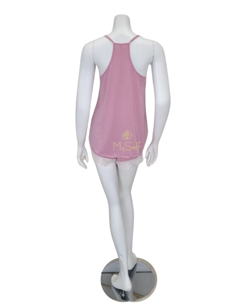 Flora Nikrooz Q81070 Floretta II Dusty Rose Knit Lace PJ's Cami Set MYSELFLINGERIE.COM