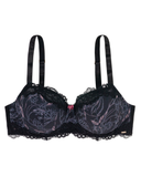 D000196 Floral Fantasy Black 3 Part Underwire Bra