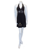 Fleurt 6018 Black/Rose Gold Lace Halter Neck Modal Chemise MYSELFLINGERIE.COM
