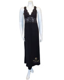 Fleur't Black/Rose Gold Lace Dramatic Modal Long Gown