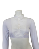 SH326 White Long Sleeve Modal Crop Shell w/ Pointy Collar & Cuffs