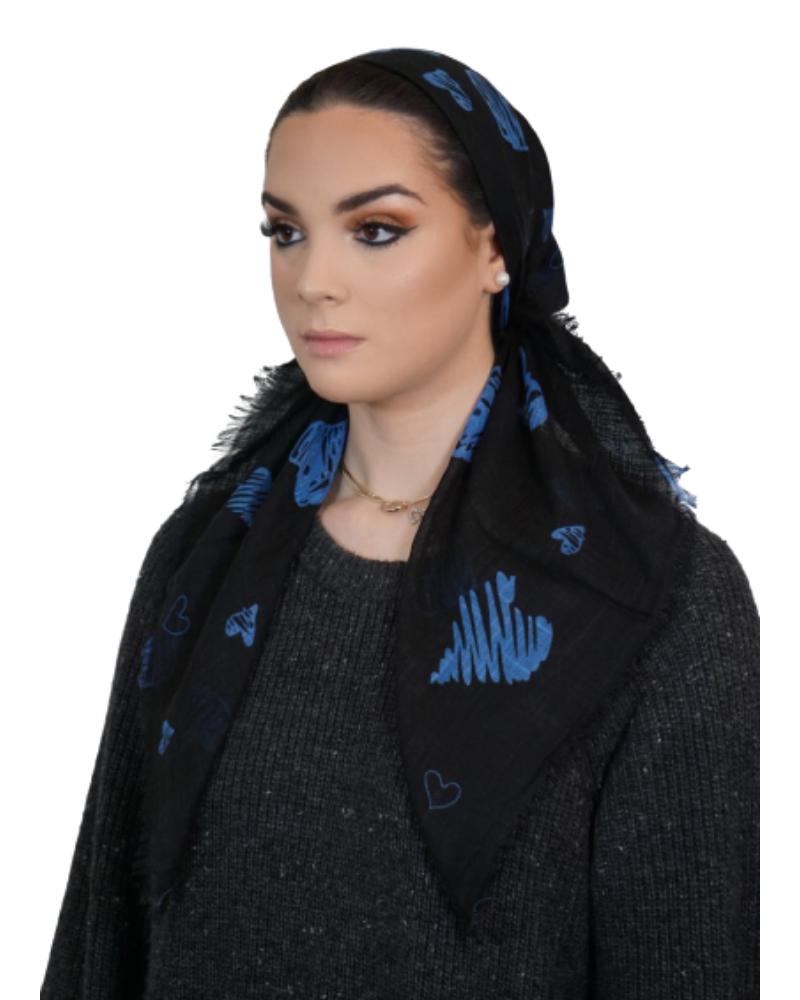 Tie Ur Knot Denim Stencil Hearts Pre-Tied Bandanna with Light Non Slip Grip myselflingerie.com