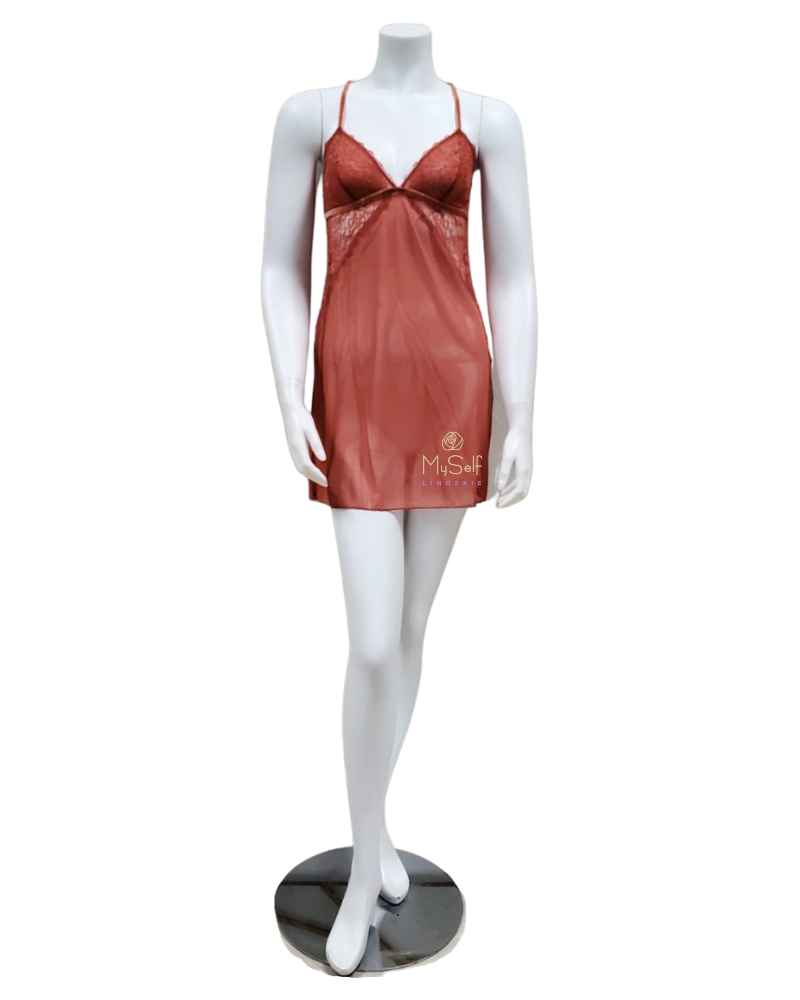 B'temptd 931204 Marsala Lace Encounter Chemise MYSELFLINGERIE.COM