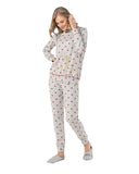 66643 Heather Grey and Red Star Print Cotton Pajamas