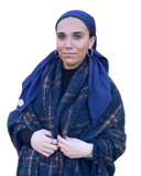 Tichel Girl Navy Non Slip 100% Cotton Tichel with Tying Guide