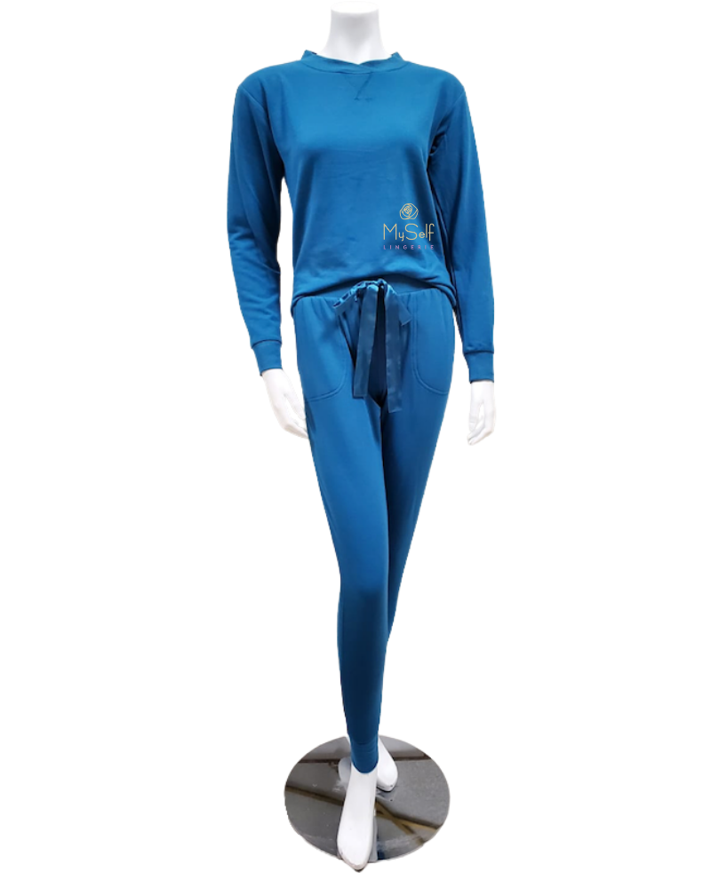Flora Nikrooz Q81173 Blaire Seaport Fleece Lined Modal Pajamas Set myselflingerie.com