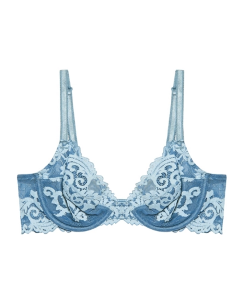 Wacoal 851322 Provincial Blue/Angel Falls Instant Icon Lace Underwire Bra myselflingerie.com