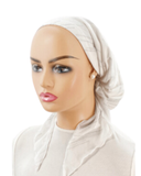 P2088-23 Silver Foil Star Shower White Pre-Tied Bandanna
