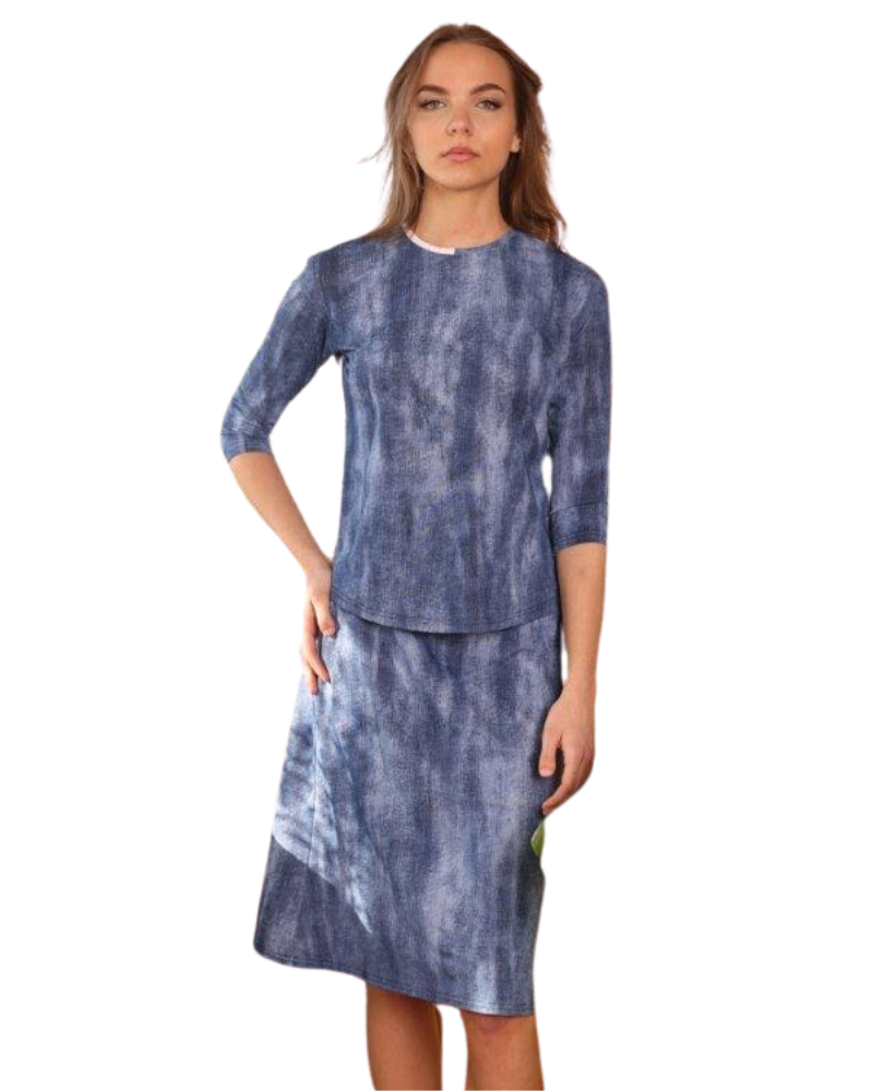 Seashells SEA-3 Light Denim A Line Swim Skirt 27" Length myselflingerie.com