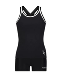 2ZBW Black White Trim 2 Piece Teen's Bathing Suit Tank with Shorts