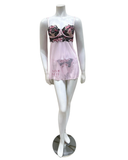 Oh La La Cheri Pink Tulle Multi Embroidery Underwire Chemise & Panty