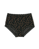 7J1292 Black/Praline Crossdye Leopard High Rise Boyshort