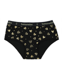 HIP-HRT-BK Gold Hearts Black Cotton Teen Hipsters 3 Pack