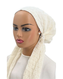 P2176-24 Winter White Flocked Herringbone Pre-Tied Bandanna