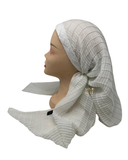SP244WH White Smocking Pre-Tied Open Back Bandanna