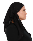 SP178BK Black Pleated Sequins Pre-Tied Open Back Bandanna