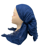 SP268NY Navy Metallic Textured Pre-Tied Open Back Bandanna