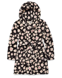 1153830 Black Hibiscina Aarti II Hooded Plush Robe