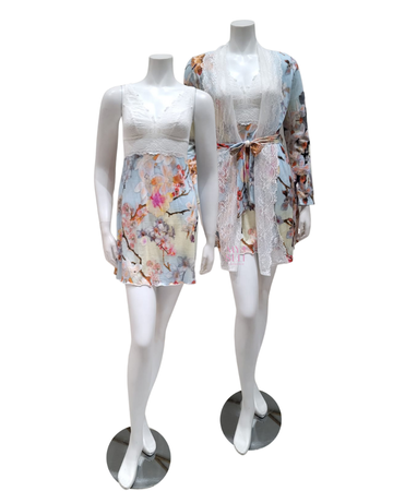 Samantha Chang SC2222 + 2281 Summer Orchid Sanctuary Lace Chemise & Robe Set myselflingerie.com