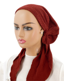 P2083-23 Amber Brown Scrunchy Knit Pre-Tied Bandanna