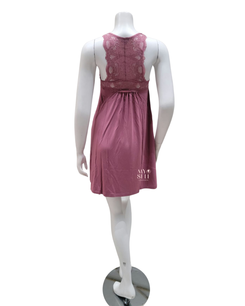 Fleur't 6402 Mesa Rose Lace Modal Chemise + Boyshort Set myselflingerie.com