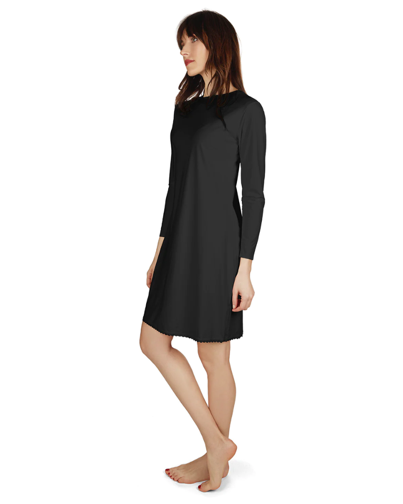 Me Moi CSP503-38 Black Bonded Long Sleeve Shell Dress 38" myselflingerie.com