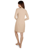 Me Moi CSP503-38 Nude Bonded Long Sleeve Shell Dress 38" myselflingerie.com
