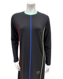 Espi AH740 Black Multicolor Piping Pull On Cotton Teen Nightgown myselflingerie.com