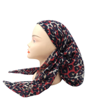 SP173RN Red/Navy Leopard Pre-Tied Open Back Bandanna