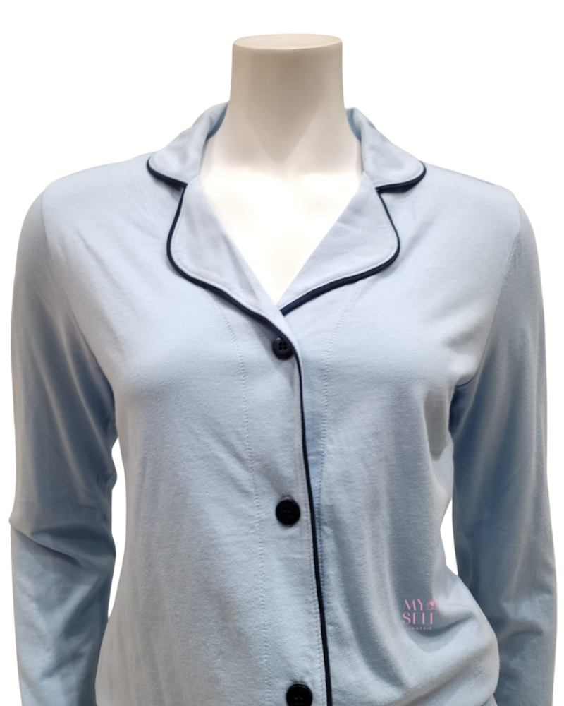Cosabella AMOBD9645 Aasmani Blue/Navy Blue Bella Long Sleeve PJ's Boxer Set myselflingerie.com