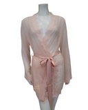 Oh La La Cheri 94-11136 Peach Whip Eyelash Sheer Lace Robe with G-String myselflingerie.com