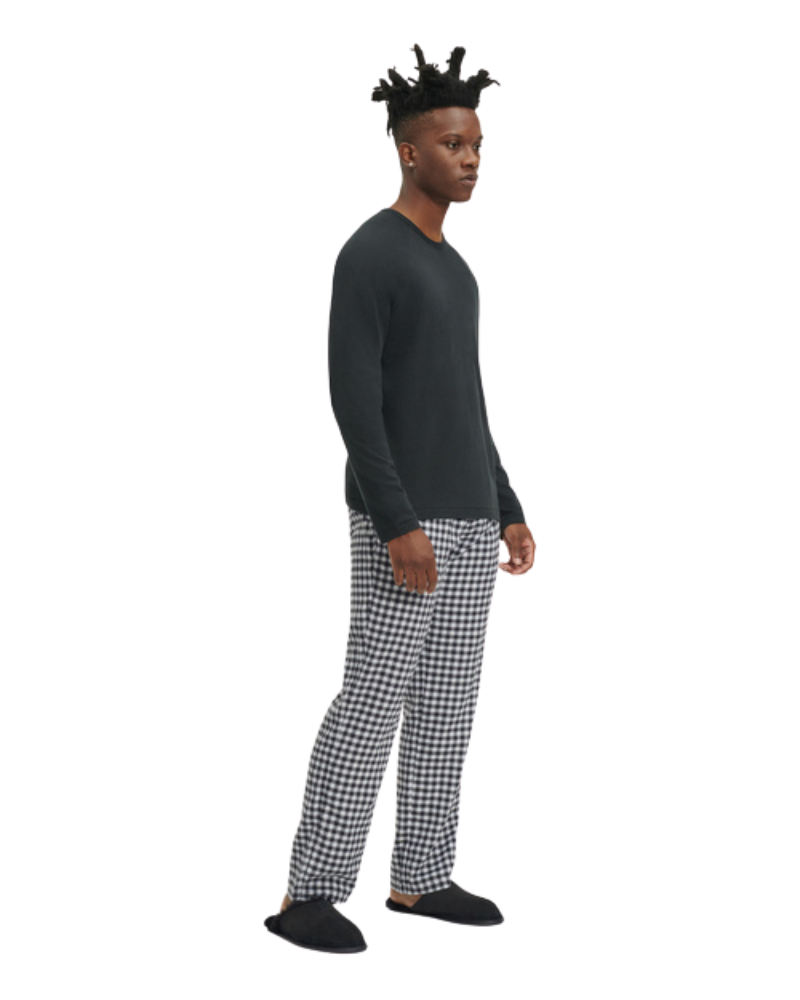 UGG 1106629 Men's Steiner Pajamas Set in Gift Box Black / White Check myselflingerie.com