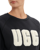 UGG 1123718 Black/Cream Madeline Fuzzy Logo Crewneck Sweater myselflingerie.com