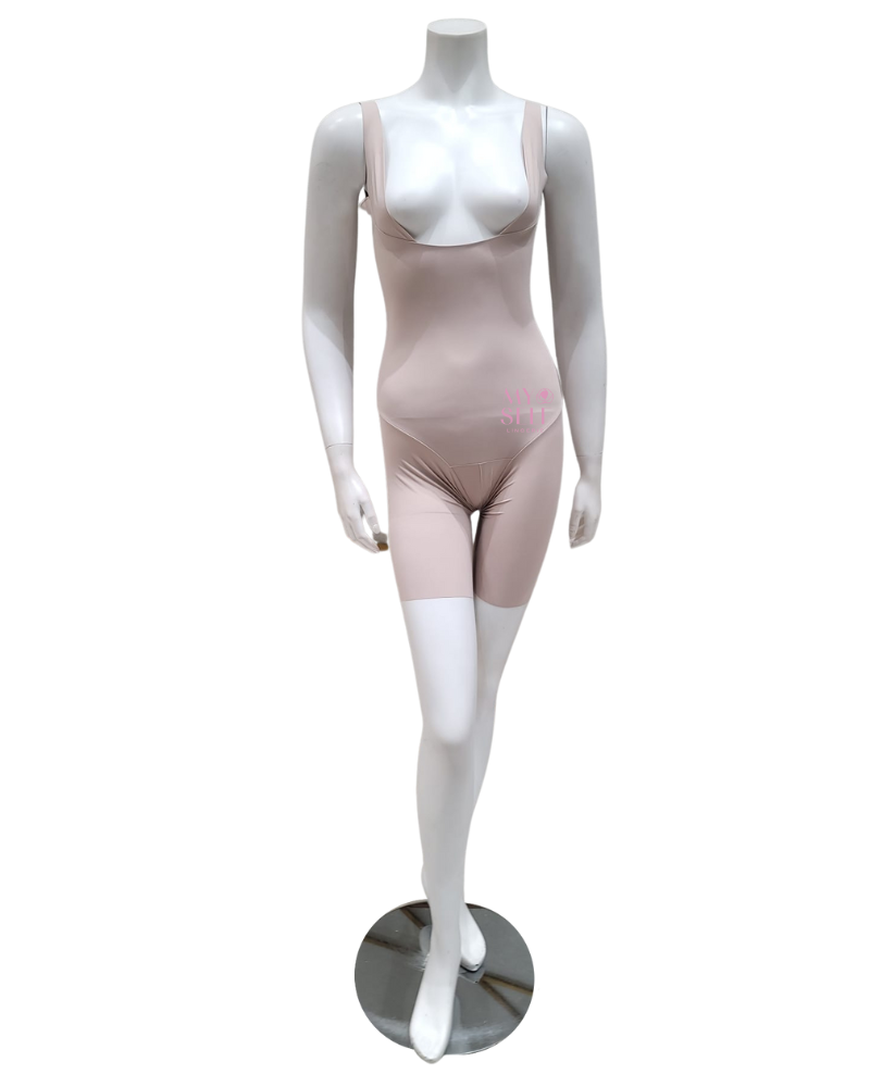 Leonisa 018483 Beige Undetectable Step In Mid Thigh Bodysuit myselflingerie.com