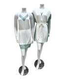 4210+4212 Ivory and Sea Green Laced Edge Modal Chemise & Wrap Set