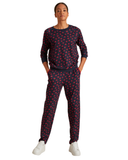 15828 + 29552 Red Hearts Dark Lapis Blue Cotton Pajamas Set