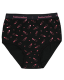 BR-LIPS-BK Pink Lipstick Black Cotton Teen Briefs 3 Pack