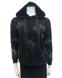The Star Story 10-874 Flowers Embroidered Black Cotton Teen Hoodie Myselflingerie.com
